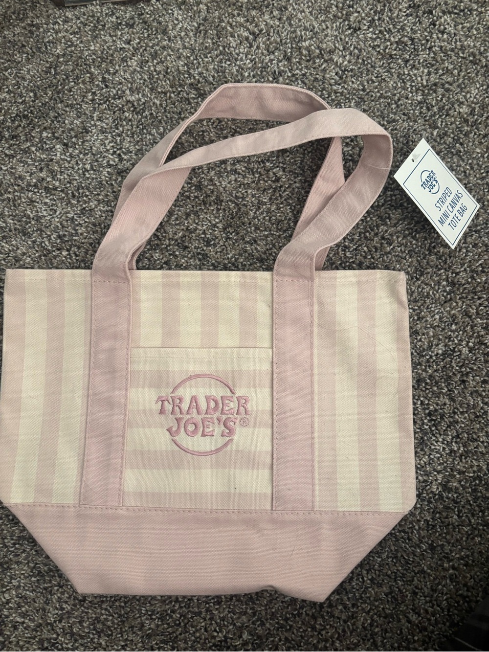 Trader Joe's Pink Stripe Canvas Tote